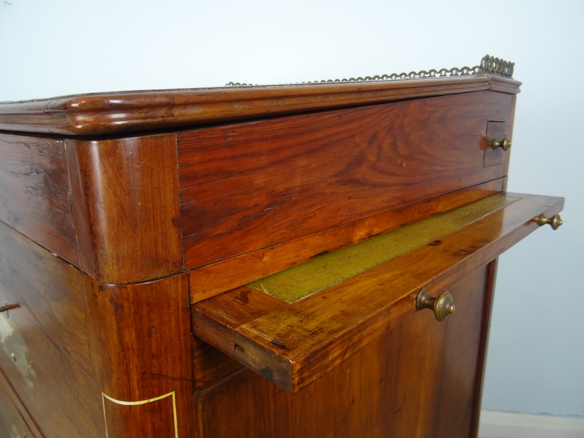 Rare Antique Military Campaign Tulipwood Davenport Desk